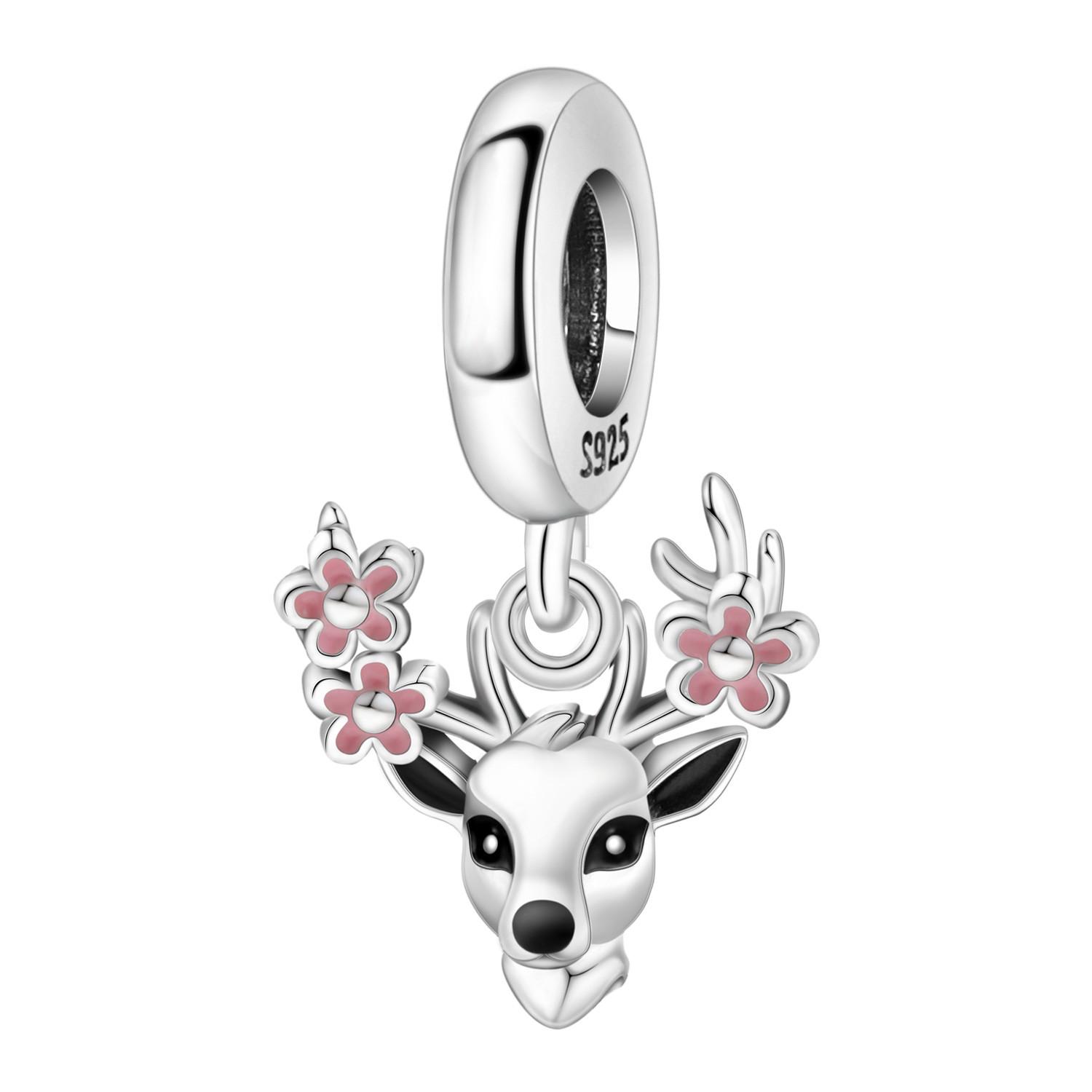 

Copper Cute Sika Deer Pendants Bracelet Charms Fit Bangle For Women Jewelry Party Beads Fine Gifts Diy Accessory