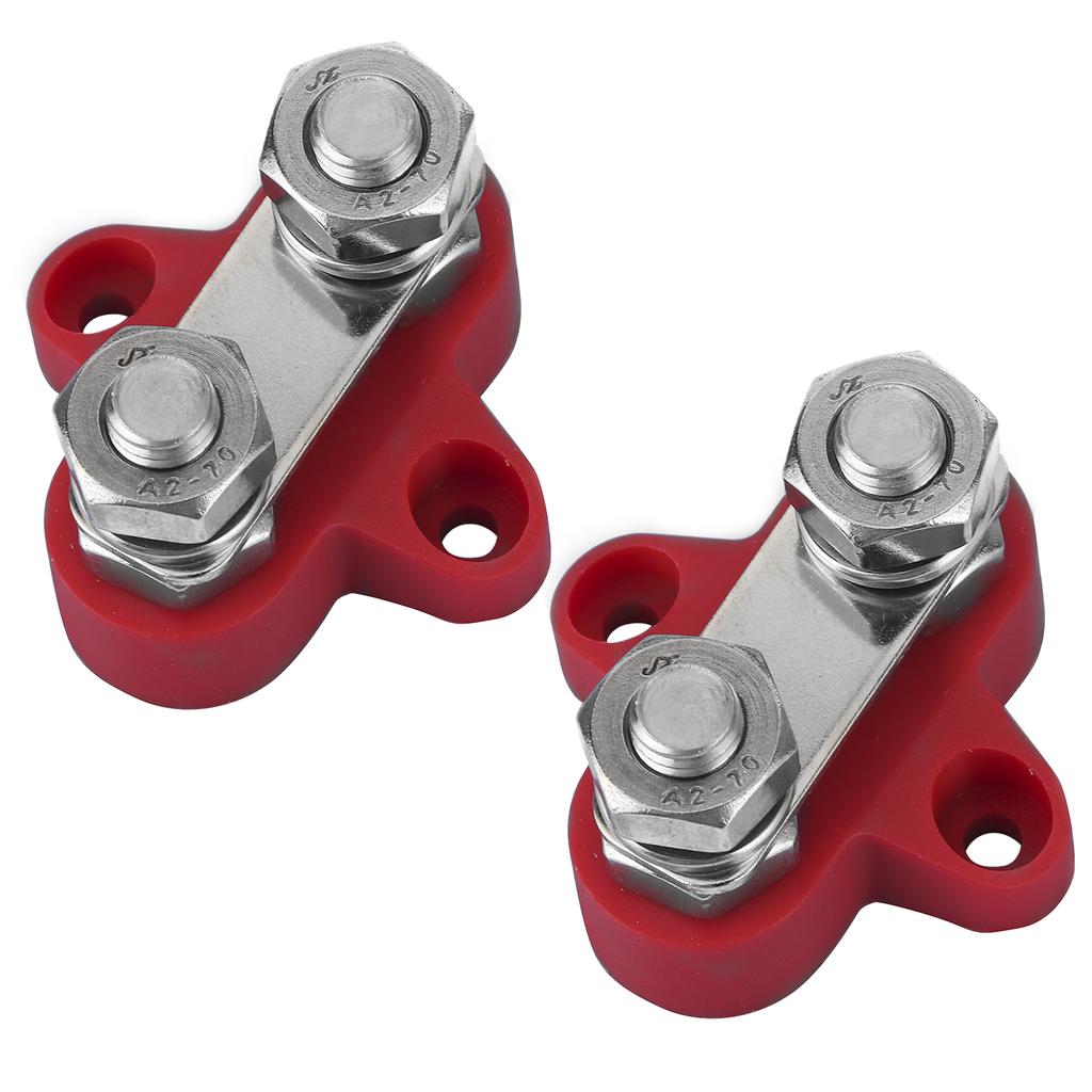 2pcs 5 16in M8 Terminal Stud Red Heavy Duty Wiring Junction Block Parts for 12‑48V Trucks RVs Boats