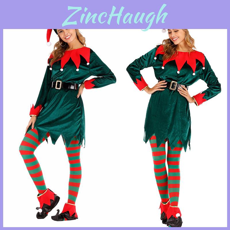 Xmas Role Play Outfit Women's Breathable Velvet Christmas Elf Costume