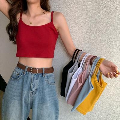 Vasaros Korėjos Moterys Slim Slimming Camisole Moteriška Atsargiai Mašinos Prašmatni trumpa liemenė