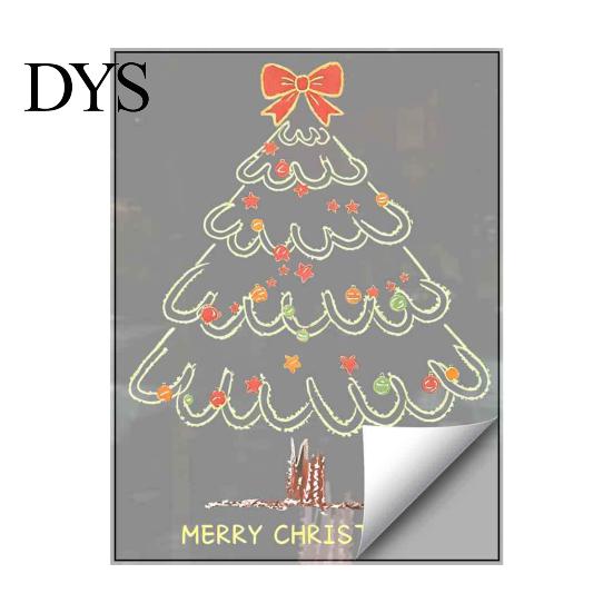 Christmas Store Window Displays Tree Sticker, Simple Line Static Cling Decal, Waterproof Easy Peel Film Removable Festive PVC Decal for Holiday