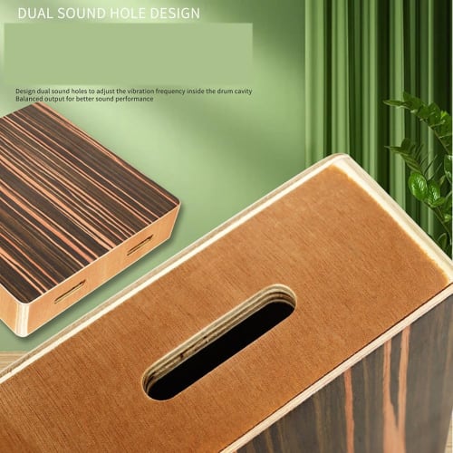 Weuareod Travel Cajon Drum, Portable Wooden Cajon with Adjustable Strap, Percussion Instrument Kit