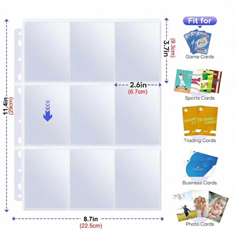 11-Ring Pockets Sleeve 9-Pocket Photo Album Refill Pages Kpop Photocard  Binder