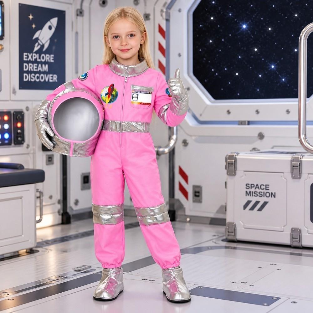 with Gloves Child Spaceman Outfit with Cap Space Suit Rocket Jumpsuit Stage Wear