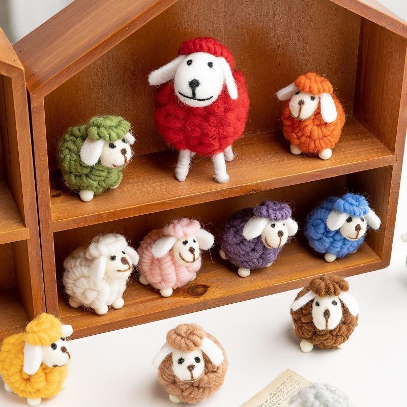 Adorable Felt Lamb Miniature 1Pc Mini Soft Wool Sheep Ornament Small Table Decor for Living Room Bedroom Nursery Party Holiday Gift