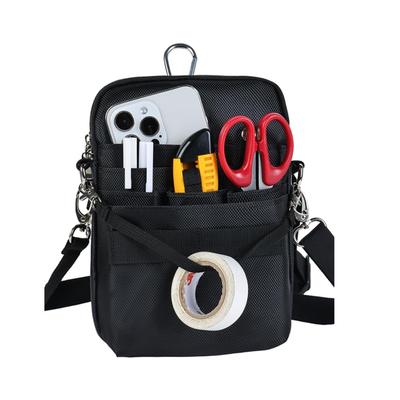 ALL BEFORE Multifunctional Waist Nurse Waist Bag with Double Office Belt Multiple Hook and Stainless Black [CARRY ONE] Pouch, Pouch, Zipper, 3-Way