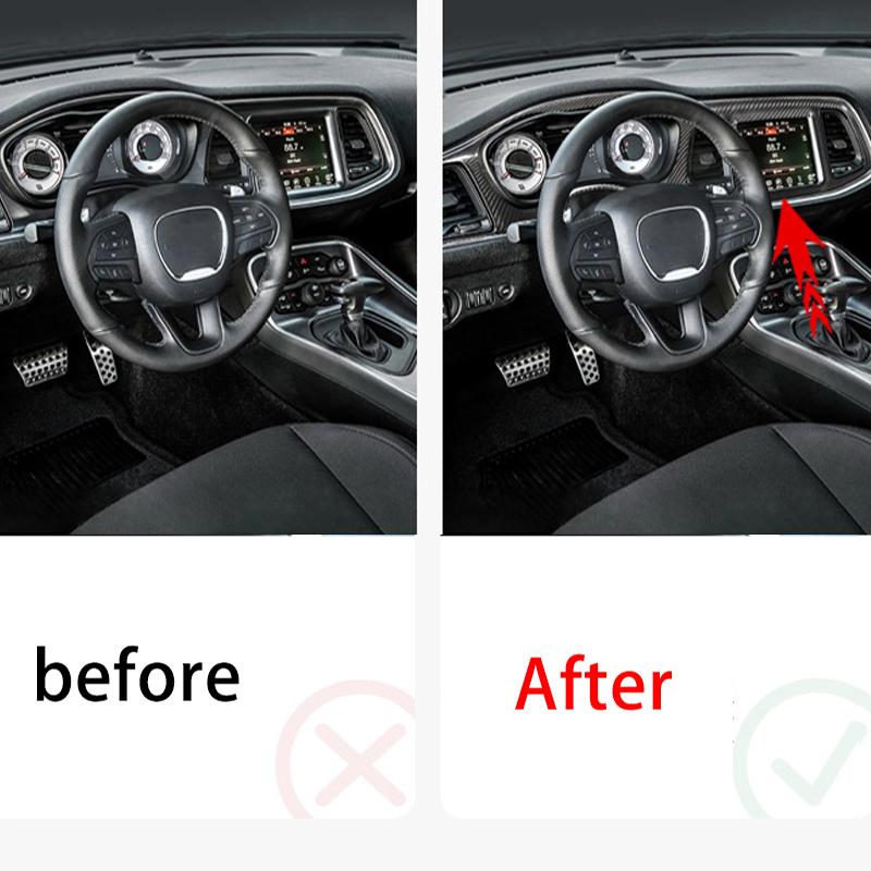 Car Centre Panel Modified Stickers For Dodge Challenger SRT Carbon Fibre Centre Panel Cover Interior Trim Decoration ACCESSORIES KK1