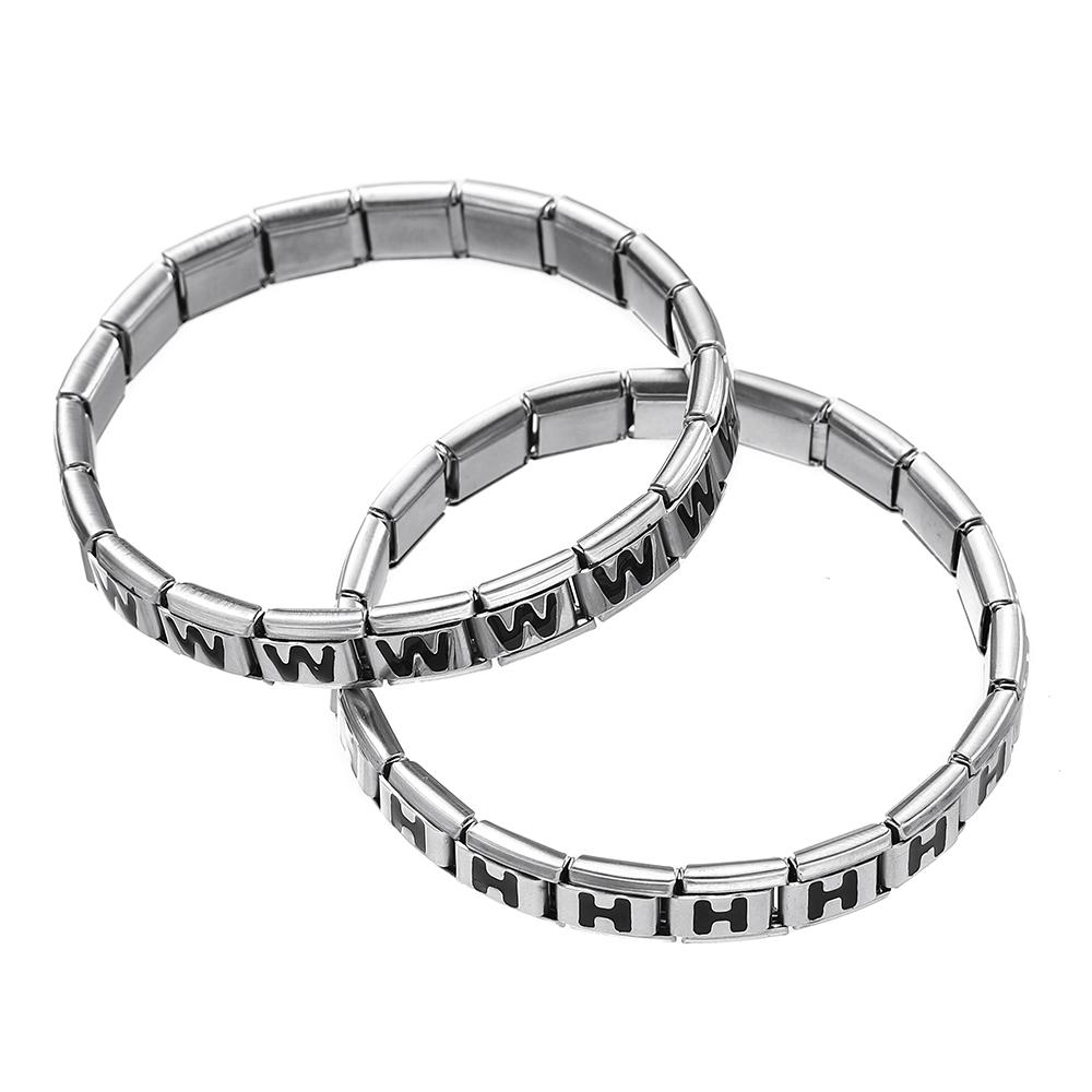 Fashion Black 26 English Letters Italian Charm Links Fit 9mm Stainless Steel Bracelet Making Women Men Jewelry Accessories