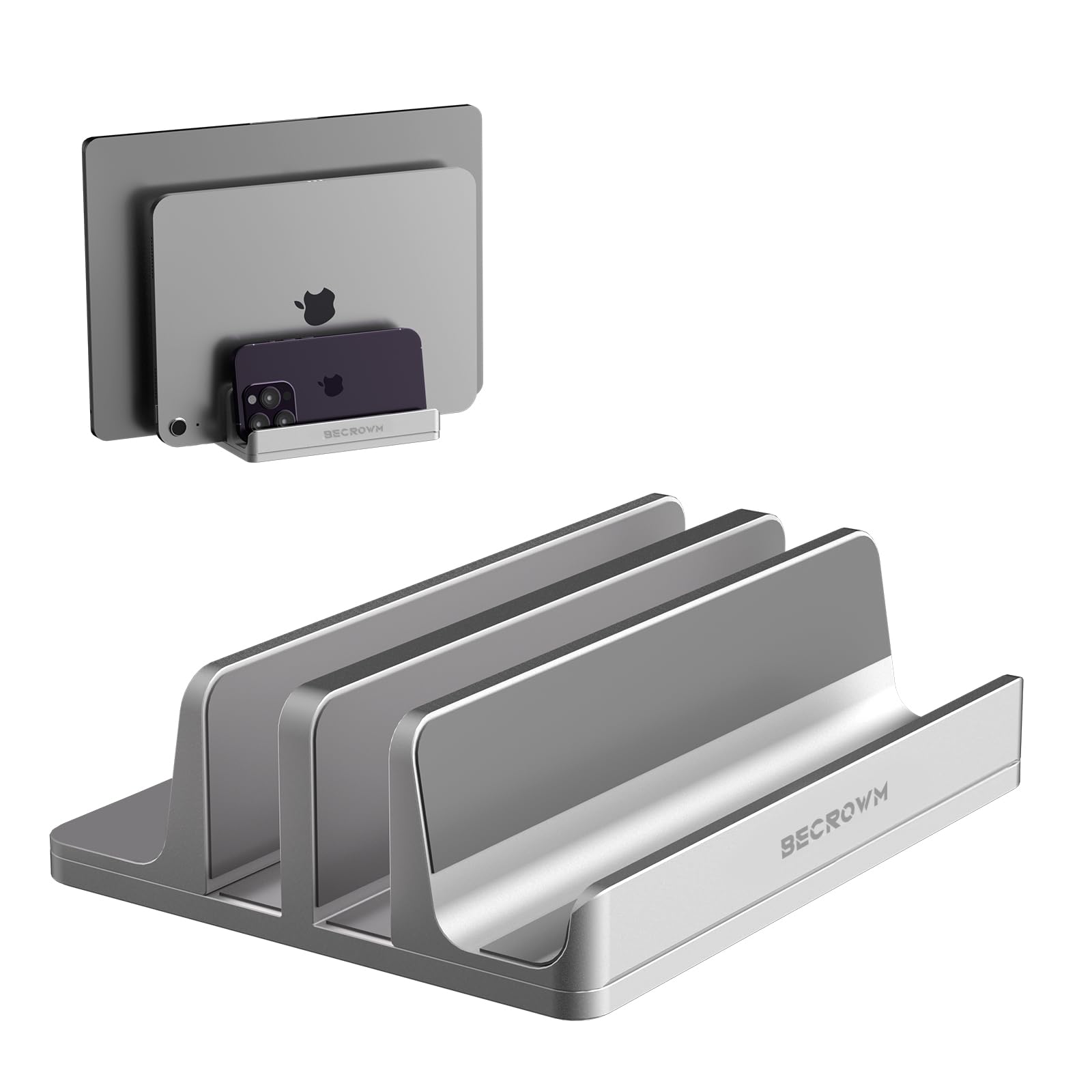 

BECROWM Upgraded Vertical Laptop Aluminum Alloy Clamshell Holds 3 Adjustable for MacBook and Microsoft Surface 3 Stand, Stand, Laptops, Width,