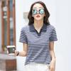 Summer Women's T-shirt POLO Collar Striped Lapel Comfortable Casual Short Sleeve T-shirt