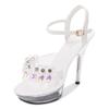 Woman Transparent Super High Heel Summer Female Waterproof Water Drill Sexy Fairy Stiletto Sandals 15cm Heel 5cm Platfrom LFD