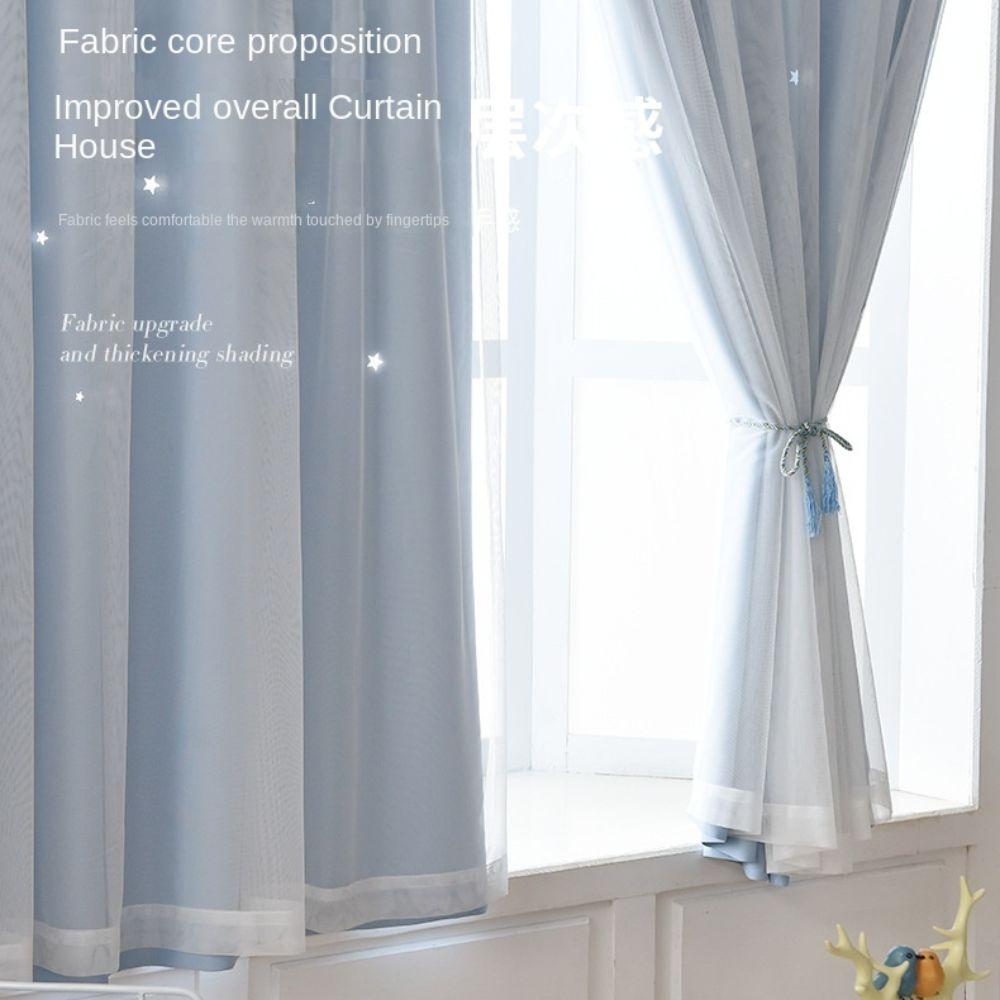

Magic Tape Blackout Curtains Punch-free Gauze Curtain High Quality Dormitory Curtains
