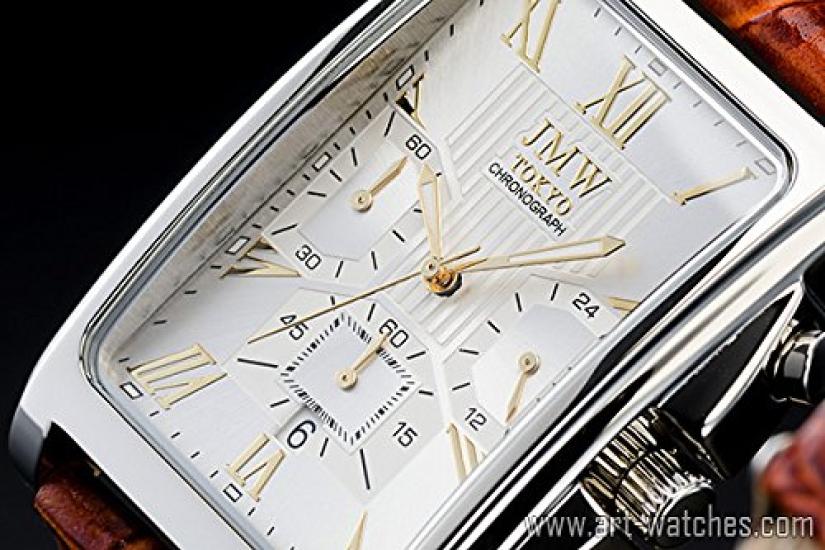 JMW TOKYO Square Silver Square Rectangular Limited Edition Seiko Quartz Leather Genuine Simple Popular for Day Gift To 300 Pieces Men's Watch, & Gold,