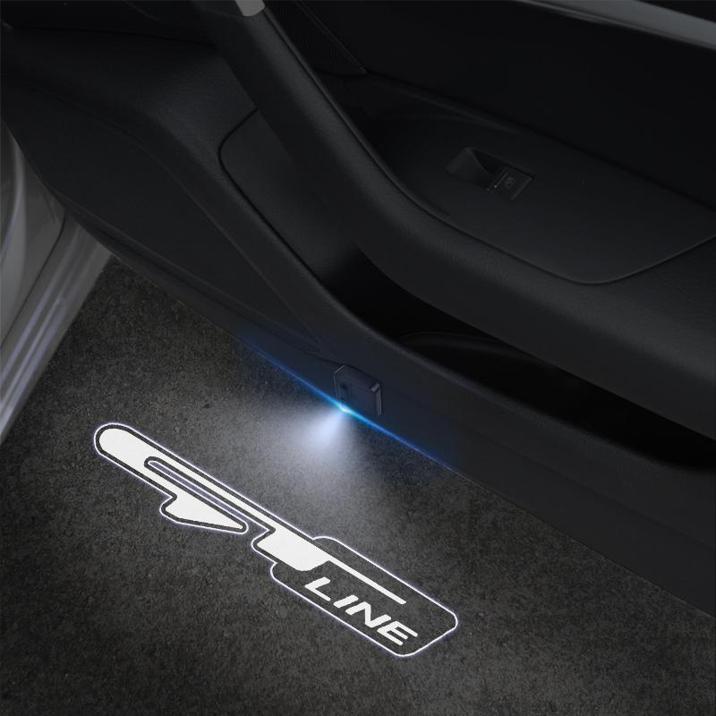 For Hyundai Peugeot GT Line Emblem Sportage R Ceed Sorento Car Door Light Welcome Lamp Wireless Laser Projector Auto Decoration