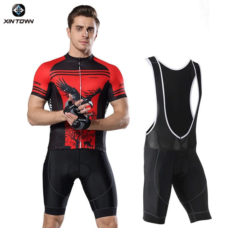 XINTOWN Mens Cycling Bib Shorts Set Road Bike Riding Jersey Sportswear