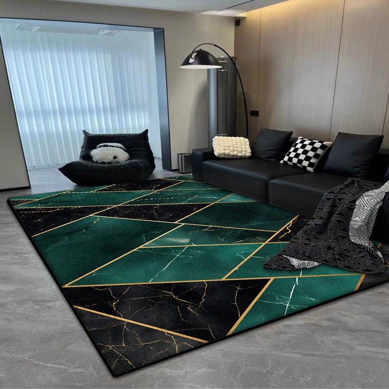 

Європейський Чорний Розкішний Килим для Вітальні Геометрична Декорація Спальня Плюшевий Килим Офіс Легко Чиститься М який Килимок для Підлоги Нековзкий 60*90cm