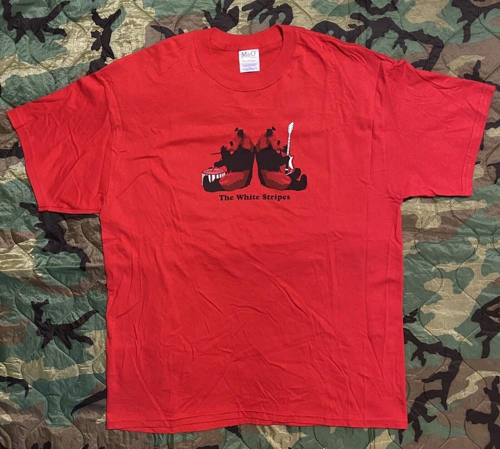 Vintage THE WHITE STRIPES Panda T-Shirt 100% Cotton Tee S-4XL BO1400 Unisex T-Shirt S