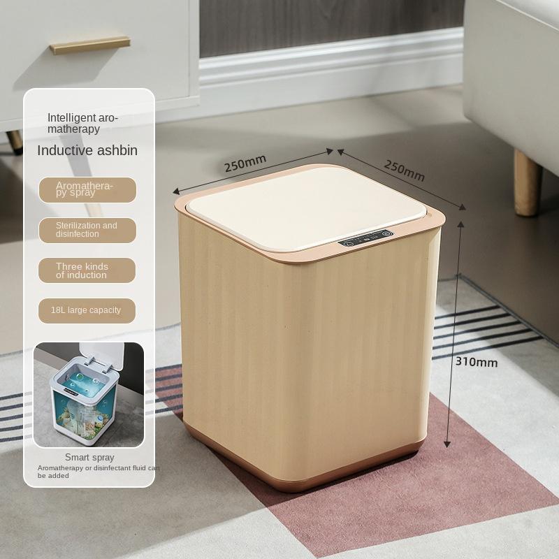 18Lnew Luminous Intelligent Automatic Induction Trash Can Kitchen Living Room Toilet Spray Disinfection Folding Storage Box Home