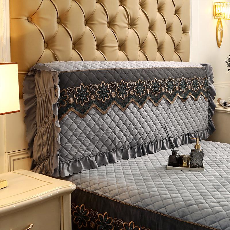 Короткий плюшевый стеганый чехол на изголовье «все включено» кружевной чехол на голову — фото 8