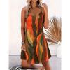 Women's Summer Spaghetti Strap Dress, Colorful Abstract Ideal Vacation Outfits, Flowy Casual Dress, Must - Have Clothes