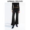 UR Women's Vintage Wash Belted Slit Flare Jeans