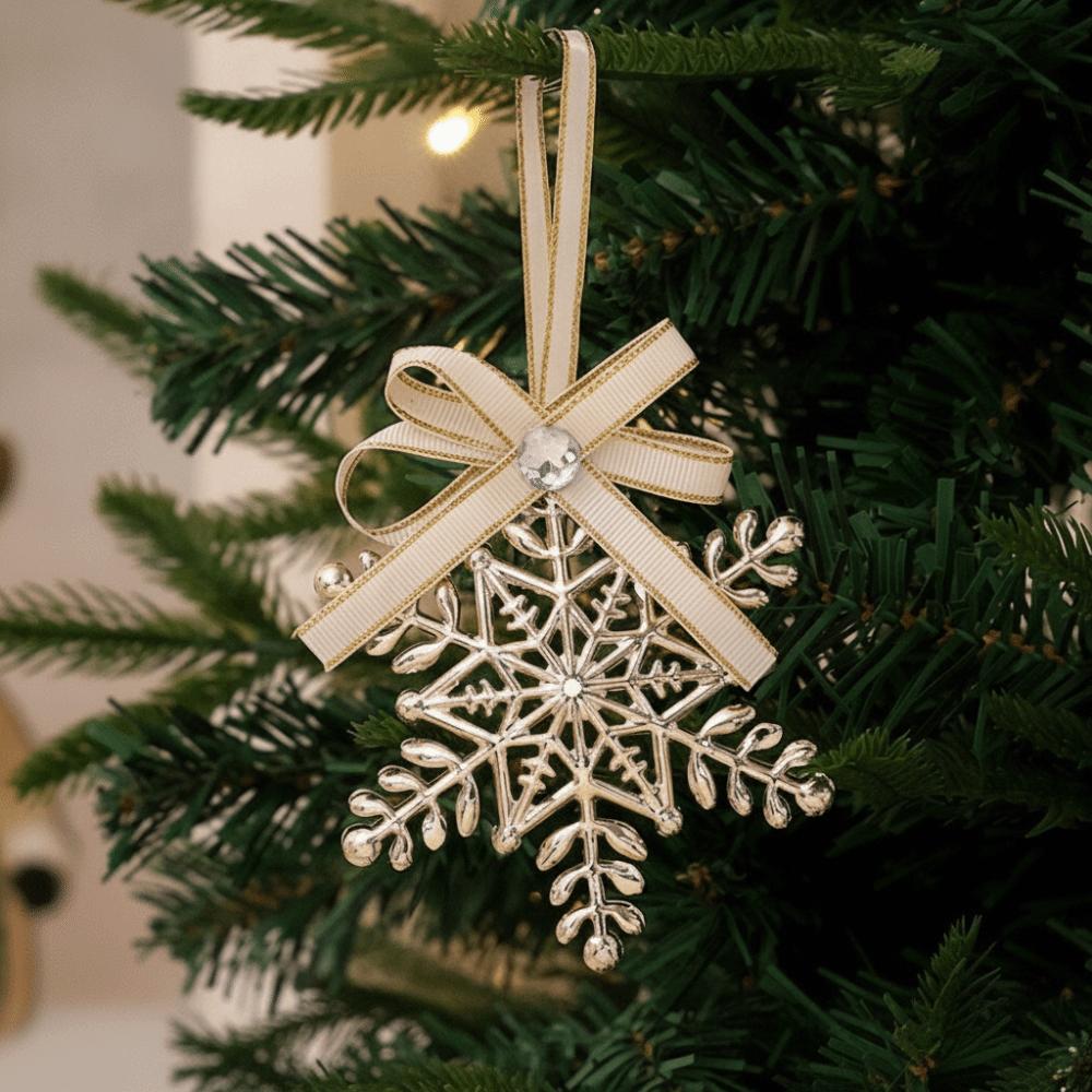 Gold Color Christmas Tree Pendant Star Design Snowflake Shape Icicle Ornaments Set Reindeer Motif Bell Accent