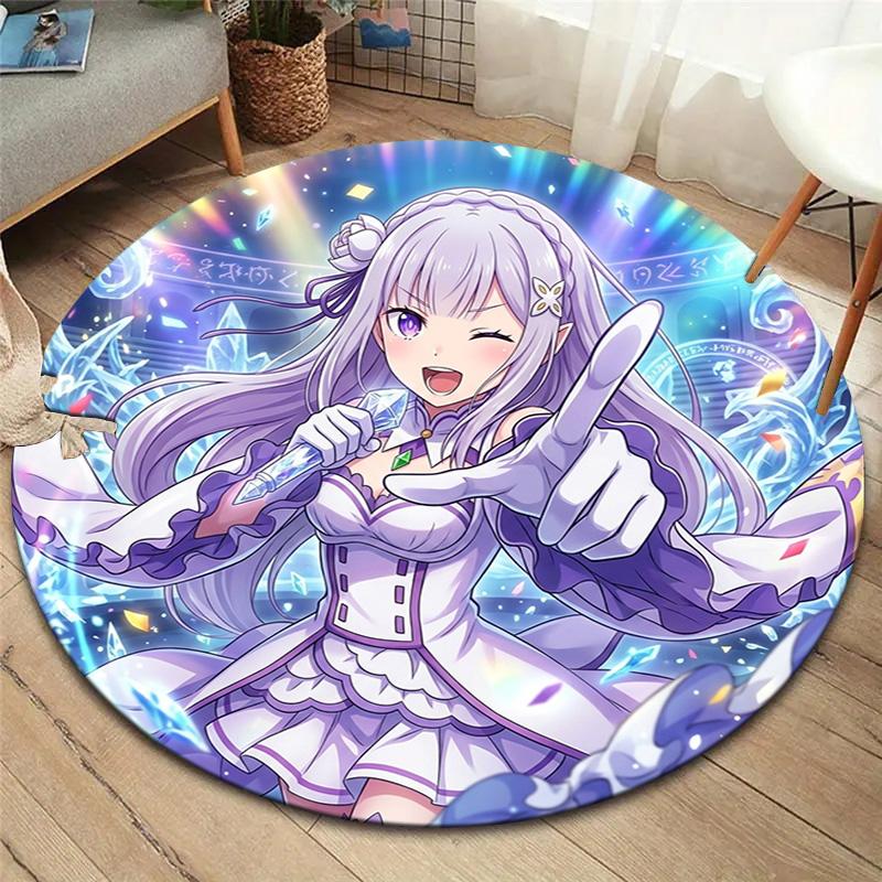 Re Zero Round Area Rug Carpet Rug For Living Room Bedroom Sofa Playroom Decor Nonslip Floor Mat