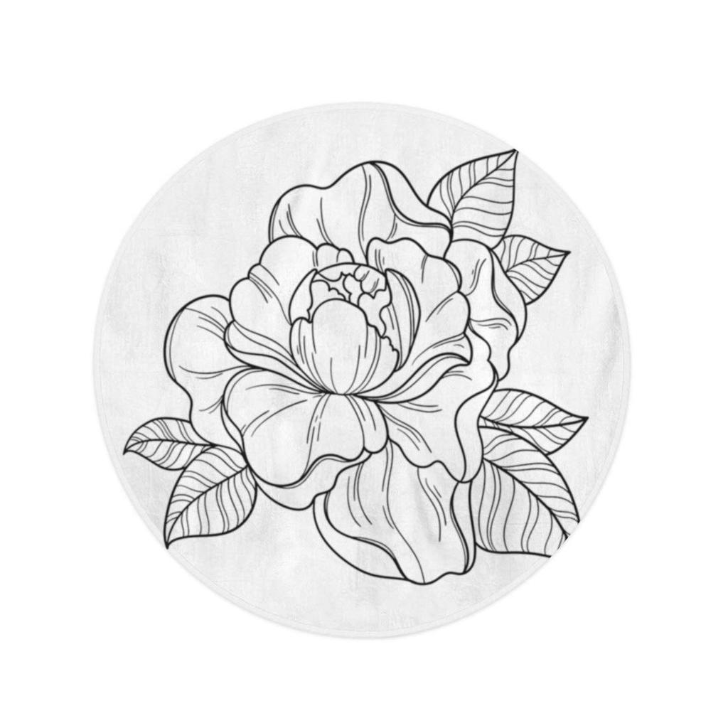 60inch/150cm Round Beach Towel Blanket Fantasy Peony Flower Floral