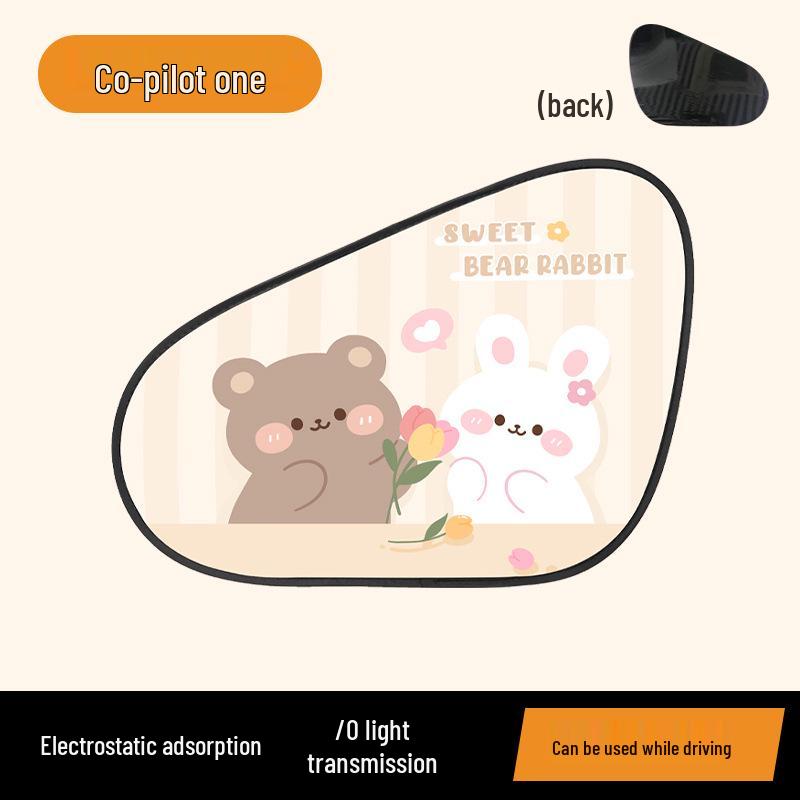 Cartoon Car Sunshade - Cute Electrostatic Heat Insulation Blocker for Summer