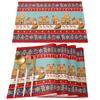 Merry Christmas Santa Claus Print Placemat 2/4/6pcs Kitchen Accessories Coffee Dining Table Mat Coaster Festival Tableware Pads