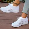 Fashion White Platform Sneakers For Women Summer 2025 Mesh Breathable Flying Shoes Woman Lace Up Tennis Casual Flats Vulcanized Shoes