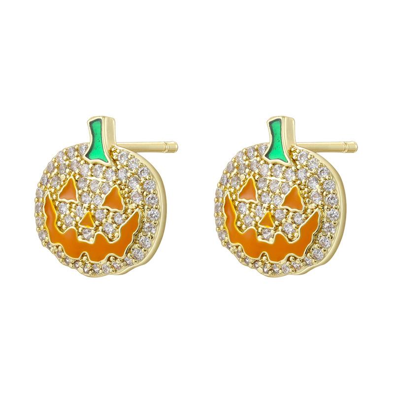 Pumpkin Grimace Ghost Stud Earrings Fun Funny Halloween Spider Web Earrings Ve1701-1705