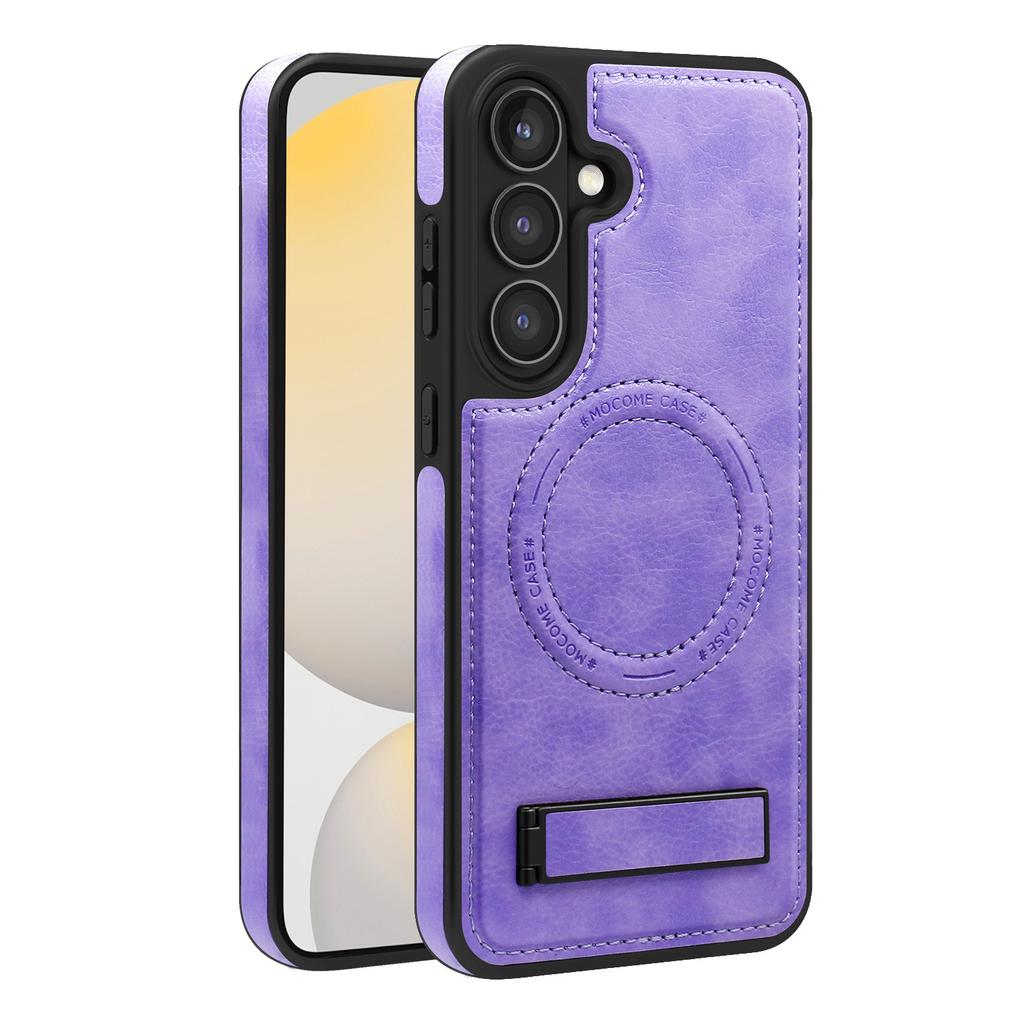 Geschikt voor nieuwe S24FE kristallen schild magnetische zuignap houder telefoonhoesje all-inclusive PU leer S24 beschermhoesje onzichtbare houder
