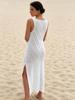 European & American Backless V-Neck Knit Dress: Breathable Beach Cover-Up