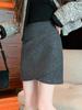 High-Waisted Black Wool Mini Skirt with Irregular Sequins - Women's A-Line Autumn/Winter 2025 Korean Style Bodycon Skirt.