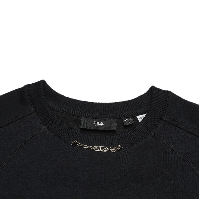 FILA Milano Series Fashionable Versatile Slimming Short Knit Sweatshirt Women sweatshirt F11W545213FBK