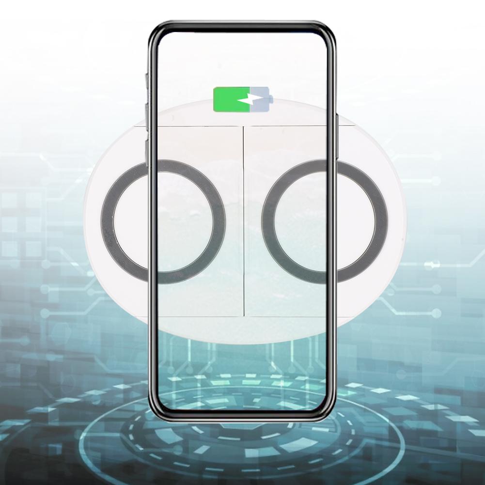 K8 Desktop Wireless Dual Charger Mobile Phone Fast Charging Base with Data CableWhite 5W