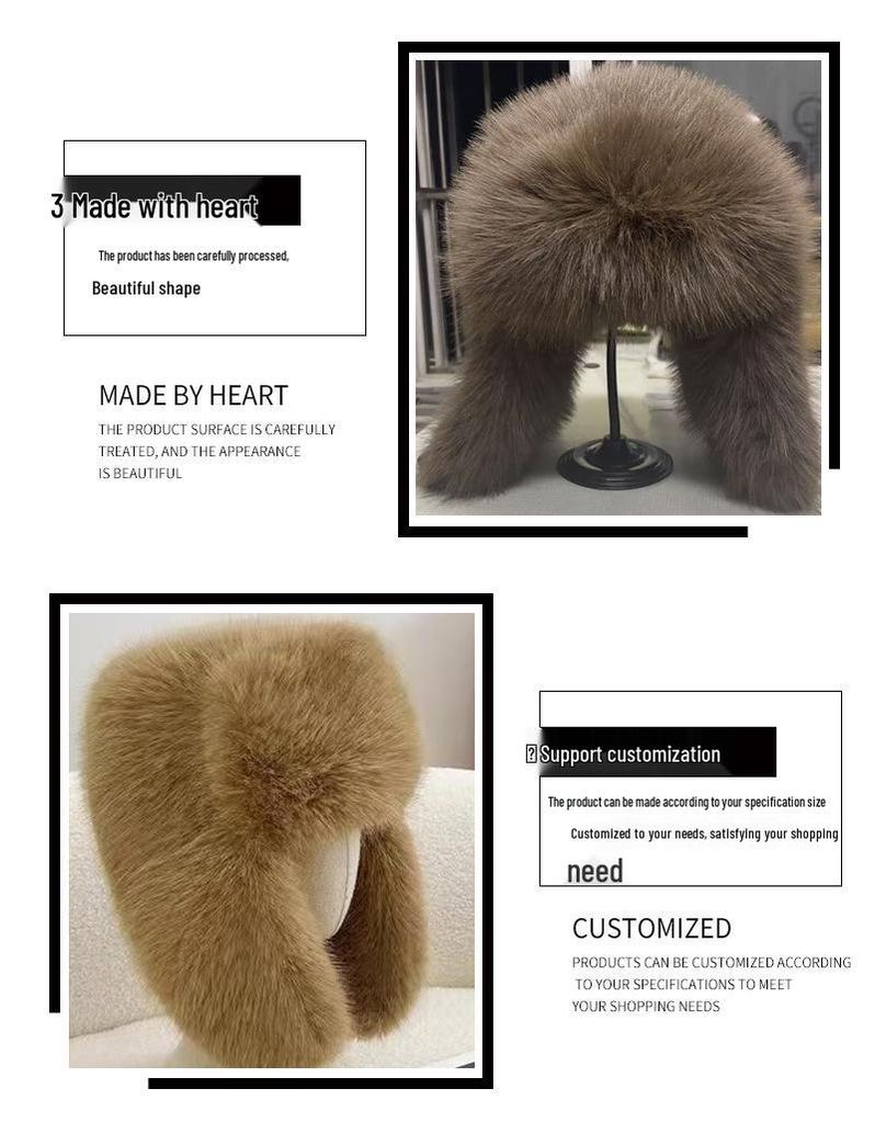 Women's Windproof Faux Fur Plush Winter Hat with Ear Muffs