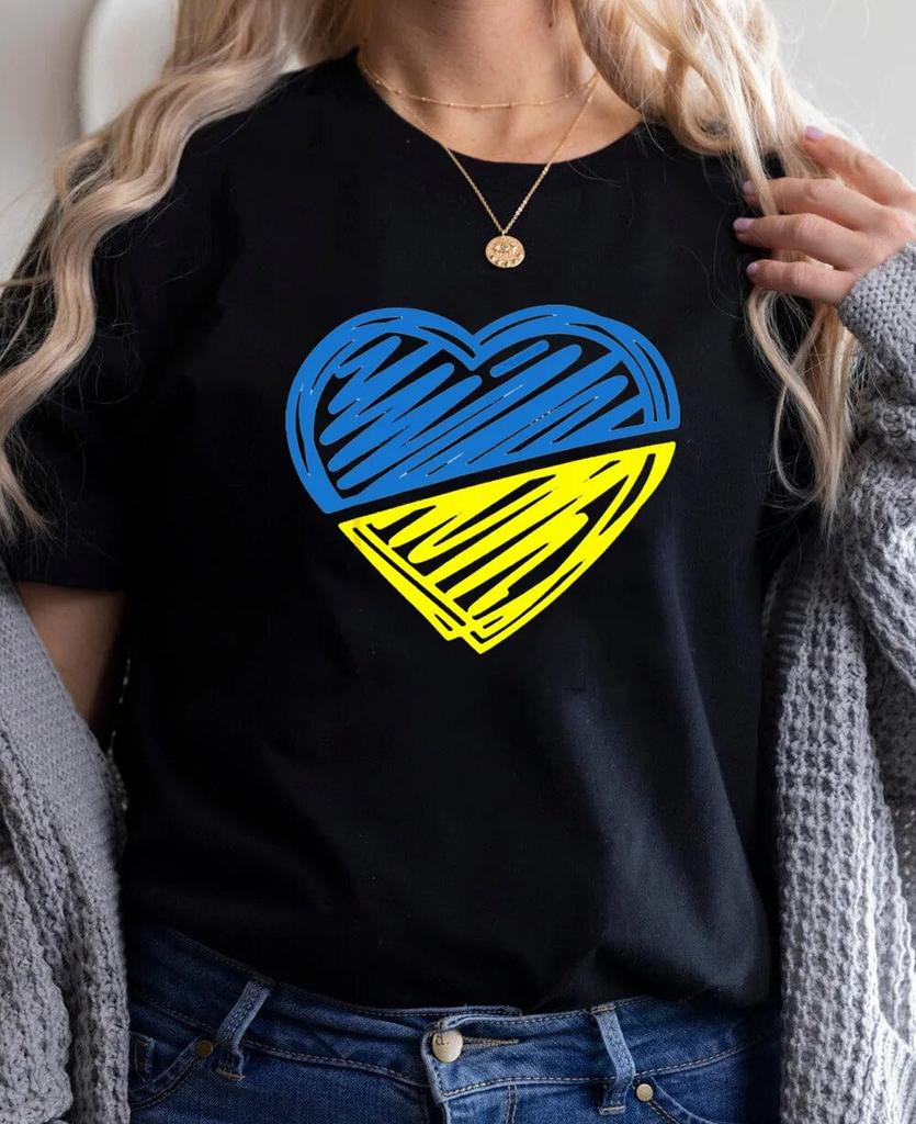 Heartbeat Blue Yellow Women Print T-shirt Girl Y2K Short Sleeve Tee Tops Lady 90S Sweetshirts FeUnisex Harajuku Clothing