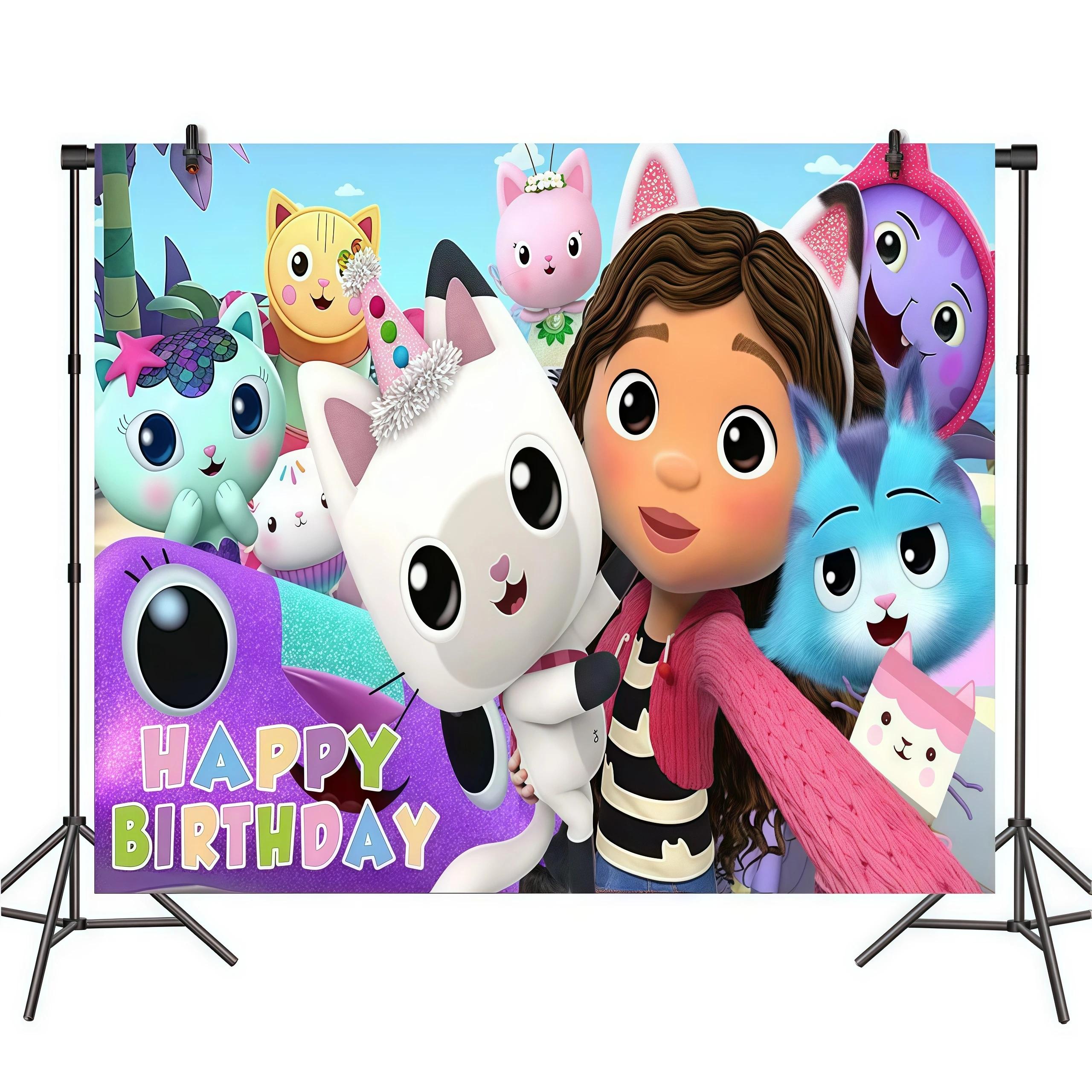 

Gabby Dollhouse Party Supplies Gabby Birthday Party Favor Plate Cup Set 3D Balloons For Kids Girls Party Gift Items Photo Booth Props others