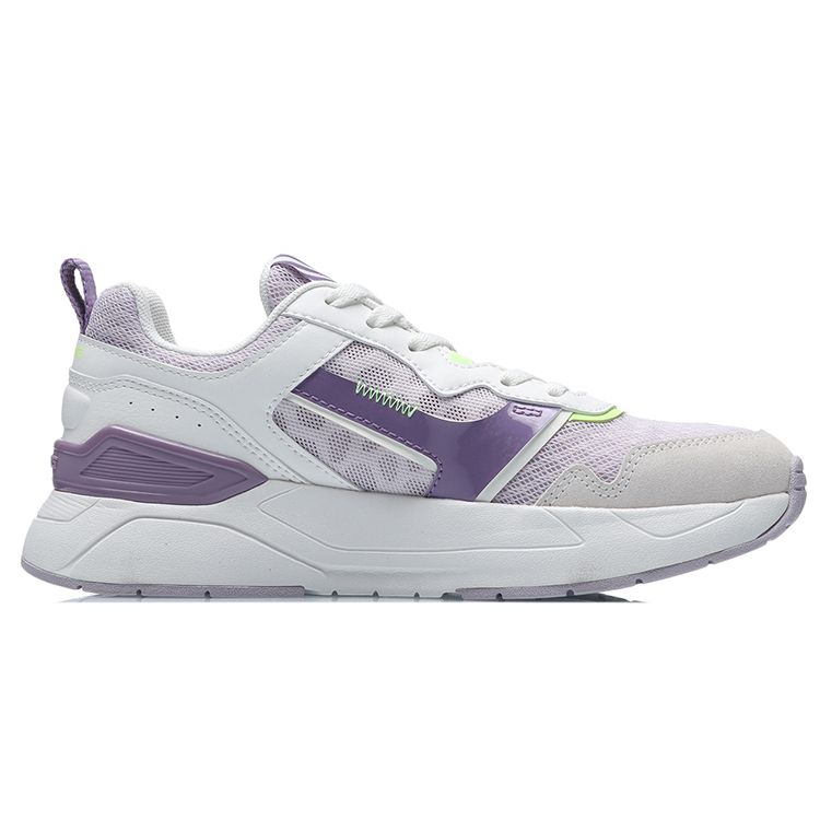 Li Ning Comfortable Breathable Low-Top Running Shoes Women sneaker White Purple AGCR074-1