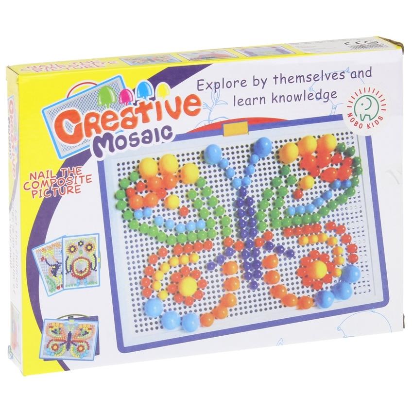 Button Puzzle Mosaic Puzzle Mushrooms Pushpins In a Montessori Suitcase