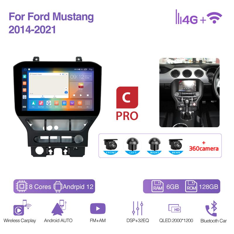11.6Inch For Ford Mustang 2015-2025 GPS Navigation Radio Android13 8Core 8+256G CarPlay 4G 360Camera Car Multimedia Video Player