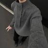 Men's Korean Style High Neck Sweater with Irregular Button Design – Trendy Oversized Knitwear