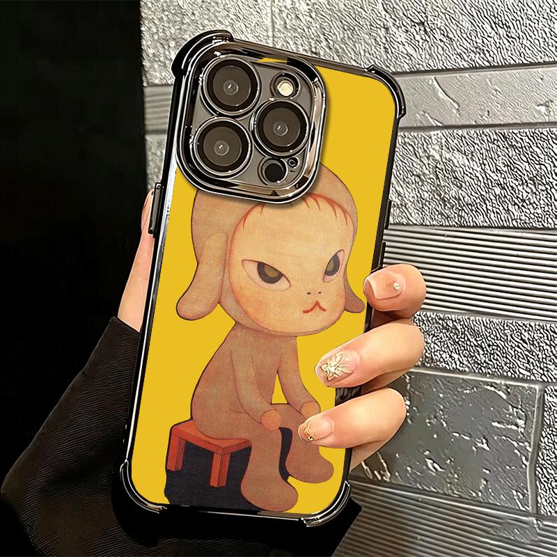 Y-Yoshitomo Nara Soft Phone Case For iPhone 15 16 17 Air 14 Pro Max 16E Plus 13 12 Mini Plating Anti-Fall Fundas