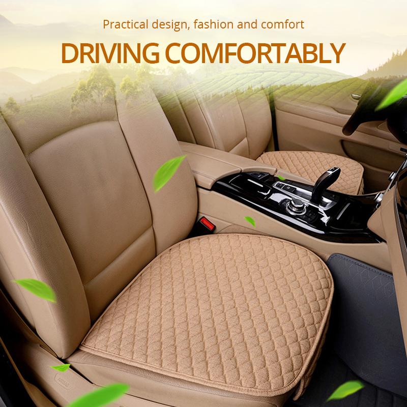 Linen Car Cushion Universal Size Car Seat Protector (Front + Rear) Anti-slip Cushion