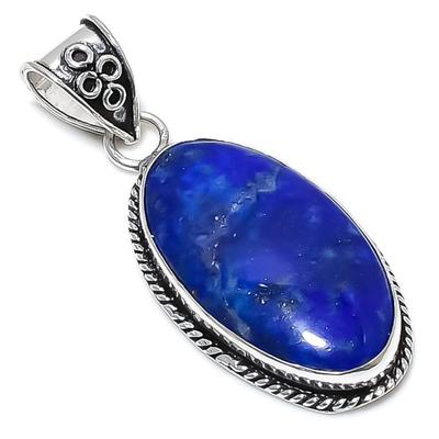Natural Lapis Lazuli Gemstone Handmade 925 Sterling Silver Pendant 2.17" A7Y54