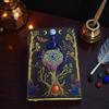 Mystic Pentacle Leather Journal | 5×7" Handmade Deckle Edge Paper | Wiccan Moon & Serpent Art Notebook | Vintage Occult Grimoire with Lock