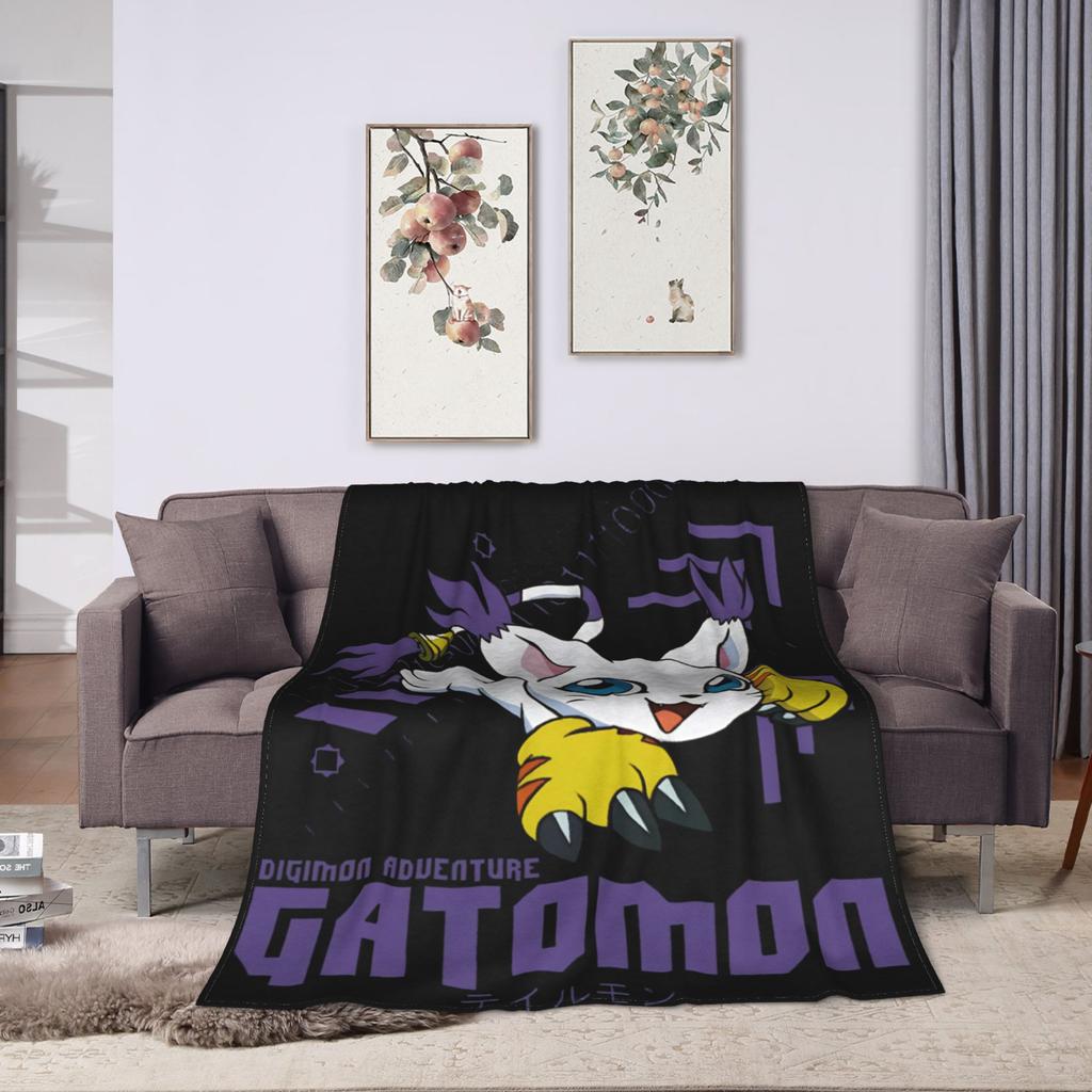 digimon adventure gatomon Flannel Blankets  Warm Soft Bedding Throws for Living Room Picnic Fluffy Bedspread Sofa Bed Cover