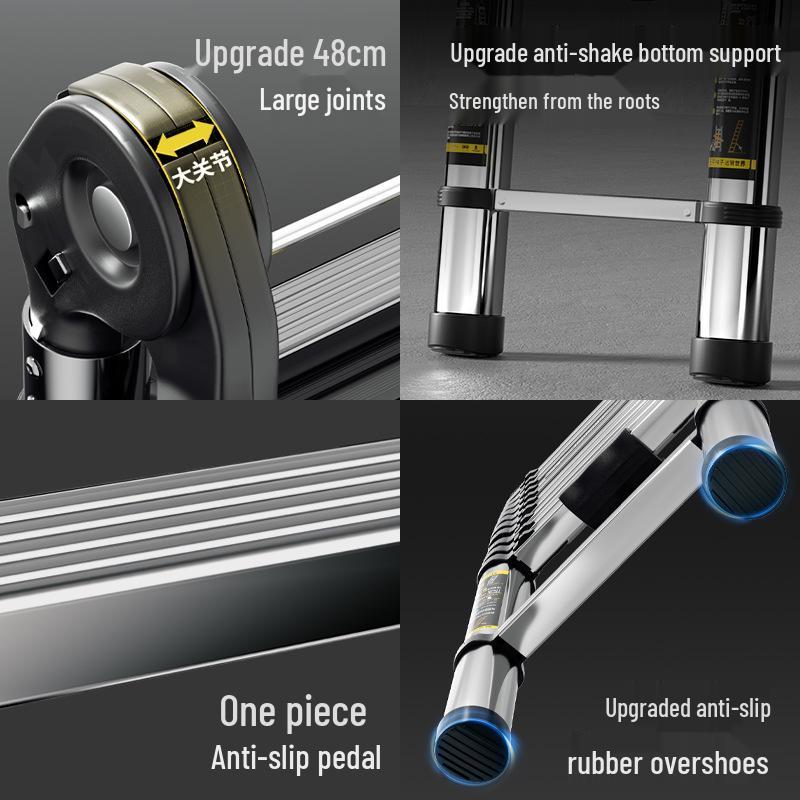 Magdolli Stainless Steel Telescopic A-frame Ladder, Multifunctional Foldable Indoor Aluminum Alloy Stair Ladder
